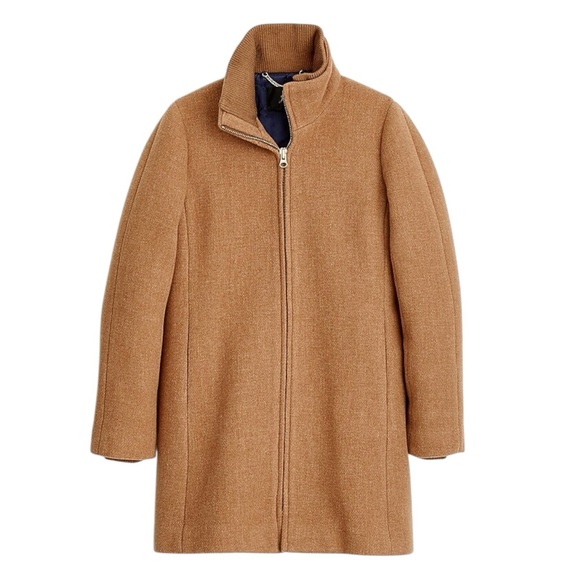 J. Crew Lodge Italian Stadium Cloth Nello Gori Wool Zip Up Coat in Heather Acorn - Picture 1 of 15